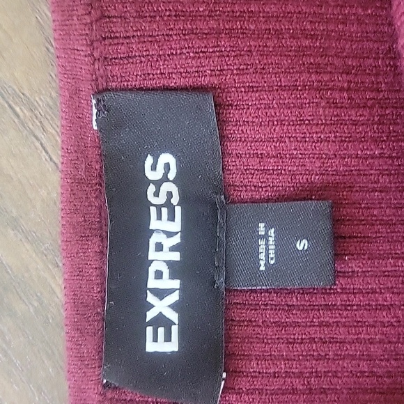 Express Maroon Bodysuit with Sweetheart Neckline, Sweater Like Feel, Size Small - Picture 3 of 5